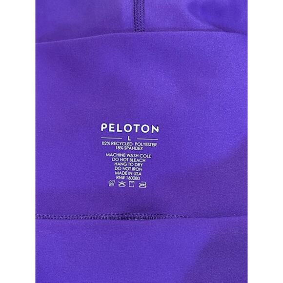 PELOTON Womens L Purple Spell Out Leg Cropped High Rise Leggings Workout Active - Picture 3 of 5